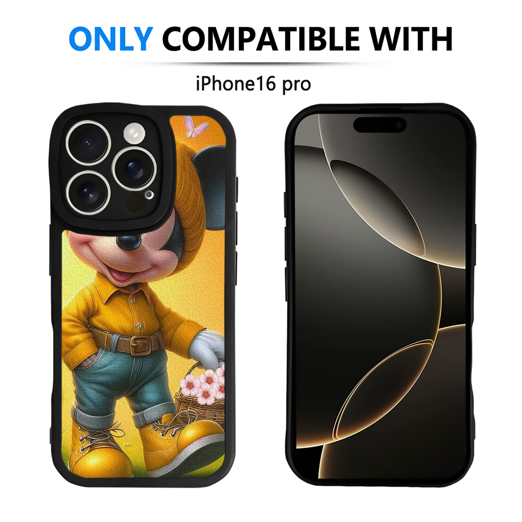 （画像用） ミッキーマウス Mickey Mouse 【iPhone 16シリーズ対応】シリコンスマホケース（レザー調） 材質：シリコン